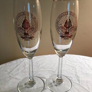 2001 Inauguration Champagne Flutes - Boxed - Never Used